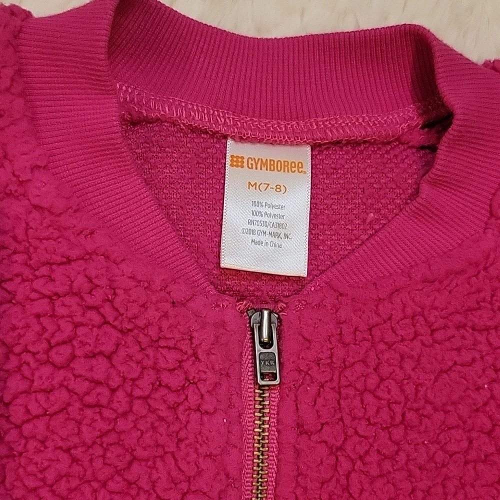 Gymboree Pink Full Zip Up Sherpa Girls Size 7/8